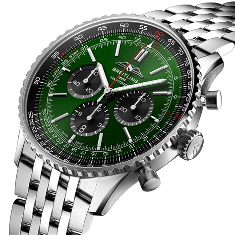 green bezel breitling|Breitling green face watch.